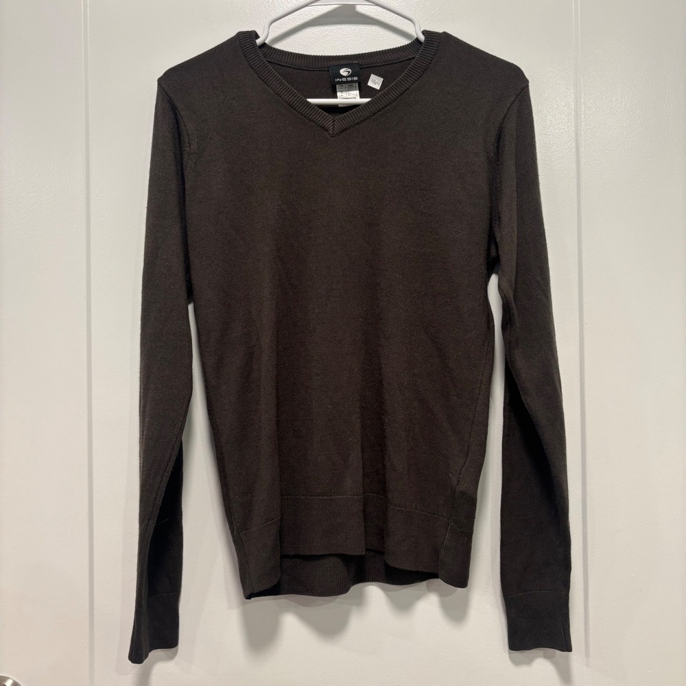 Inesis Decathlon Mens V-Neck Golf Sweater Brown Long Sleeve Knit Size XS